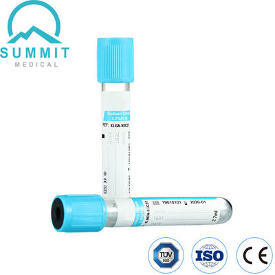 2.7 ml Sodyum Sitrat tüpü, açık mavi üst, % 3,2 Sodyum Sitrat katkı maddesi ile