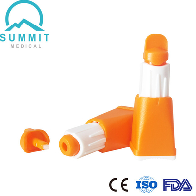 Çoklu Derinlik Ayarları Ayarlanabilir Güvenlik Kan Lancet 28G 1.3mm/1.8mm/2.3mm Turuncu