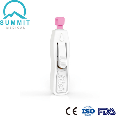 Vitro Diagnostics için Tek Kullanımlık Otomatik Güvenlik Lansetleri 21G 2.4mm Pembe 100/Kutu